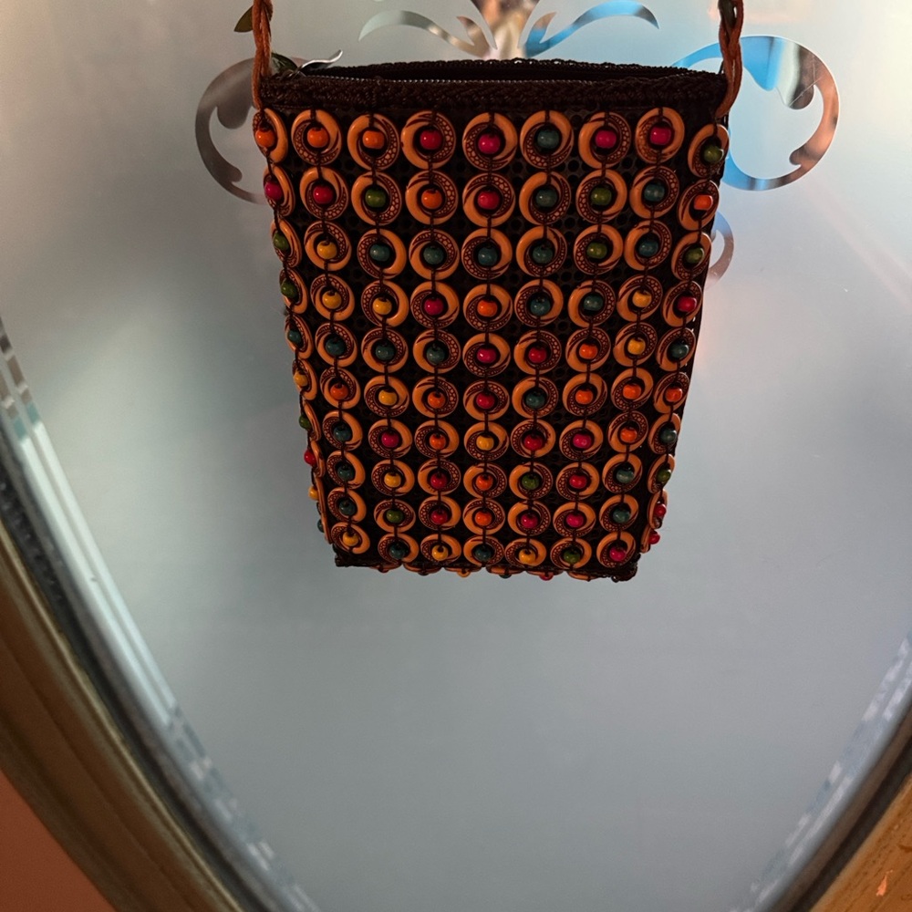 Colorful Wooden Beaded Crossbody Bag